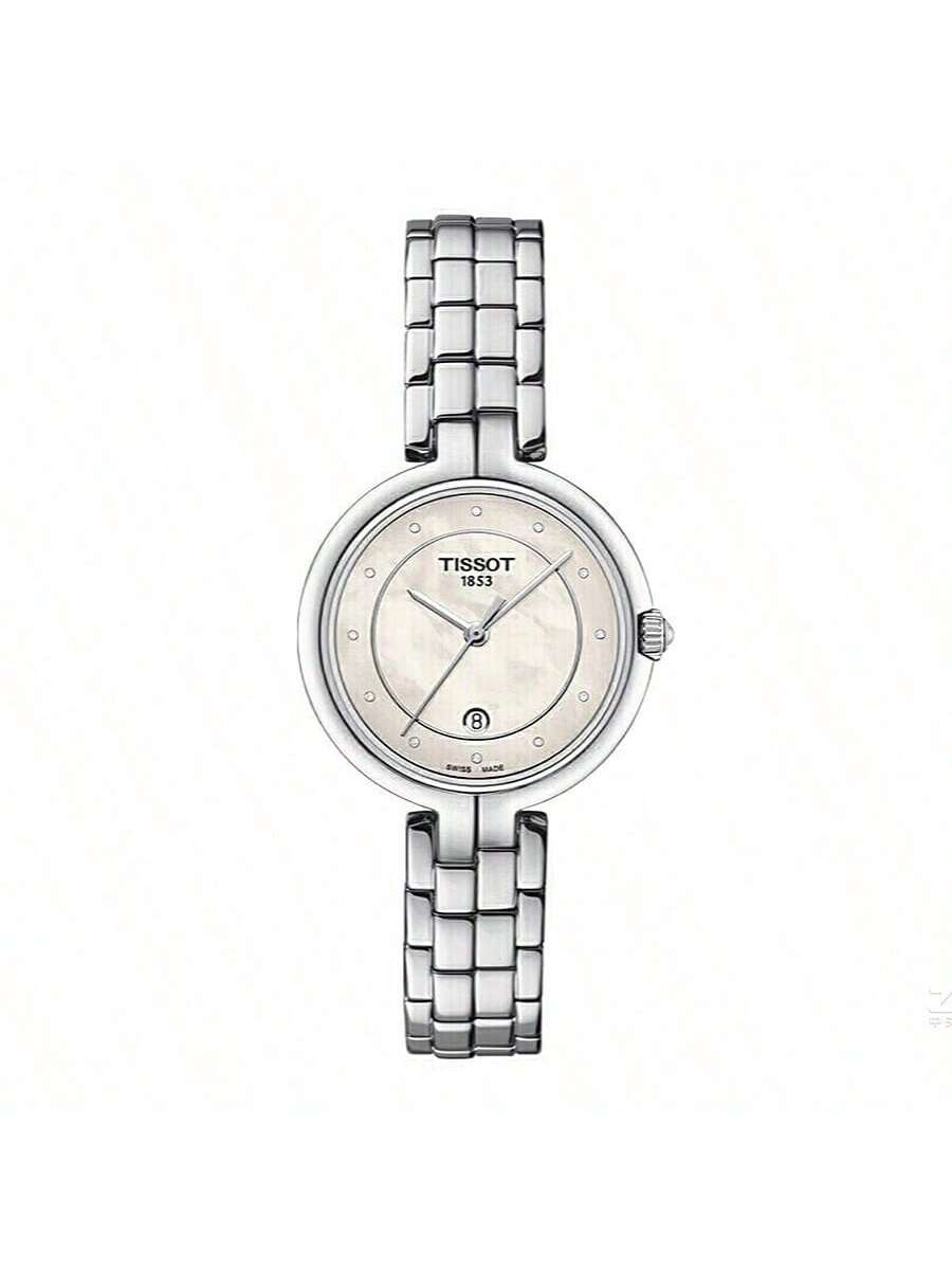 Tissot Flamenco Quartz Movement, Diamond-Accented, Simple Elegant Ladies Swiss Watch, 30mm Mother-of-Pearl Dial, Stainless T094.210.11.116.01 серебряный