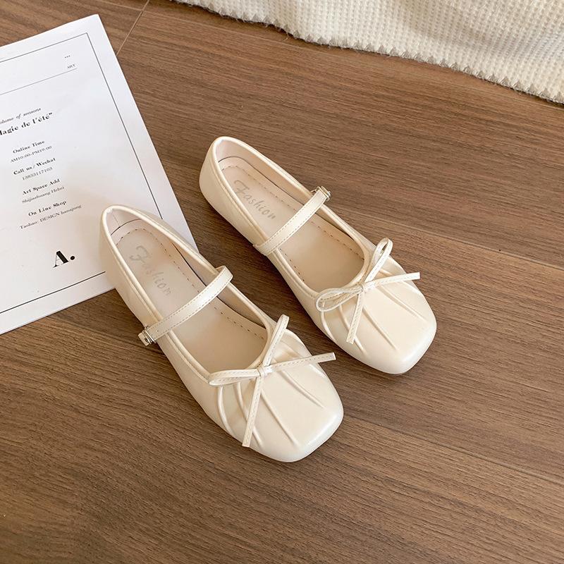 Fashion Temperament French with Skirt Square Head Shallow Mouth Flat Sole Single Shoes Women's Summer 2025 New Versatile Mary Jane Shoes
