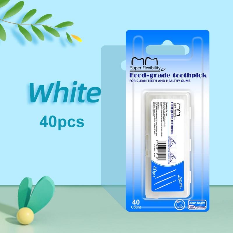 Коробка из 40 штук двусторонних зубочисток «Рыбья кость» blister card 40 pieces белый