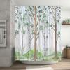 Nature-Inspired Bathroom Decor Shower Curtain Waterproof Fabric Trees Floral Design Greenery Decorative Home Decoration for Bath