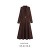 Kaslead New Women Clothes Western Style Fashion Simple V-neck Shirt Long Sleeve Dress