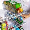 Rolling Soda Can Organizer for Refrigerator, Stackable Clear Drink Dispenser Bin, Gravity Feed Beverage Holder for Fridge