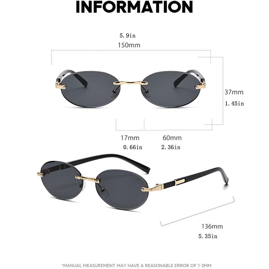 Trendy Cut Edge Personalized Oval Frame Sunglasses New Frameless Spicy Girl Hip-hop Sunglasses Metal WOMEN'S Sunglasses MEN'S Sunglasses