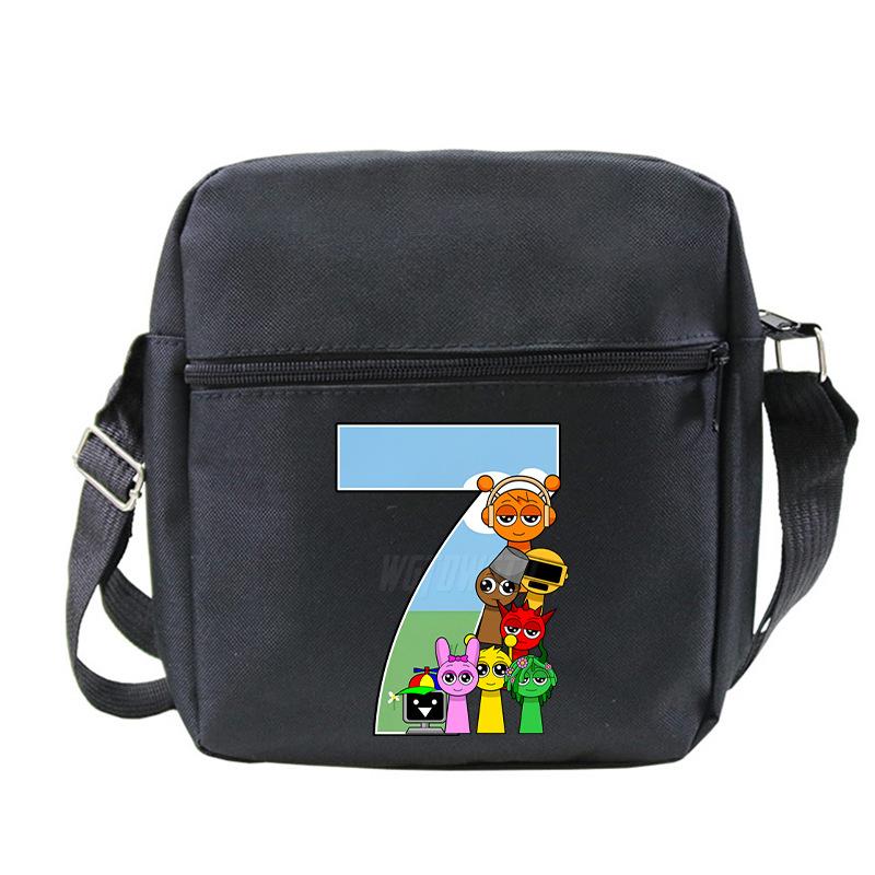 Fashion Children'S Shoulder Bag 26 Letters Personalized Printing Rhythm Box Black Messenger Bag Stationery Bag