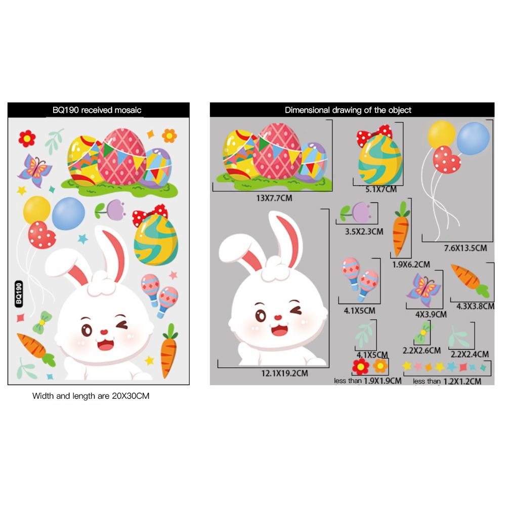 Happy Easter Window Stickers Rabbit Easter Eggs Carrot Glass Sticker Easter Party Wall Sticker Easter Decorations For Home
