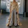 INCERUN Men Lapel Long Sleeve Irregular High Low Splits Ruffled Long Tunic Blazer Coats