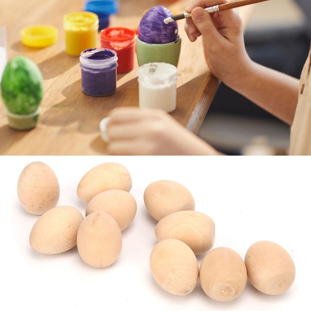10 Stuks Houten Eieren Levendig Lichtgewicht Draagbaar Niet Snel Breekbaar Voedselspeelgoed Nep Eieren voor Familiedecoratie