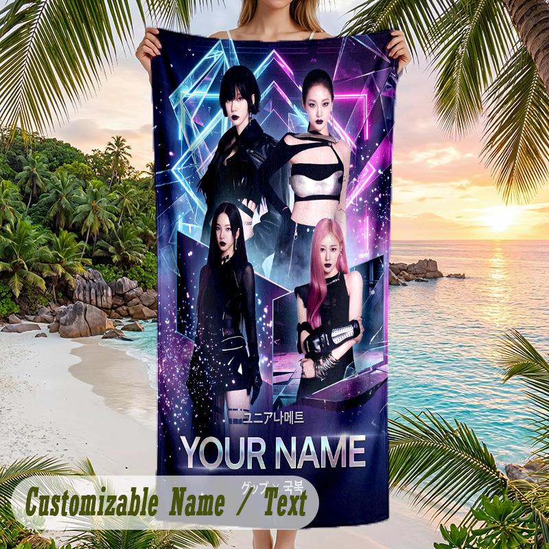 aespa Beach Towel, Personalized Custom Name Text, Quick Dry Large Absorbent Towel For Beach Pool