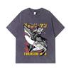 275 GSM Washed T-shirts 100% Cotton Chainsaw Man V43 Denji Print Unisex Heavy Cotton T Shirt