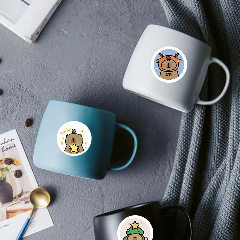 500PCS Kapibala Roll Stickers Cartoon Scrapbook Phone Gift Living Waterproof Coffee Phone Stationery Luggage Motorcycle Decals