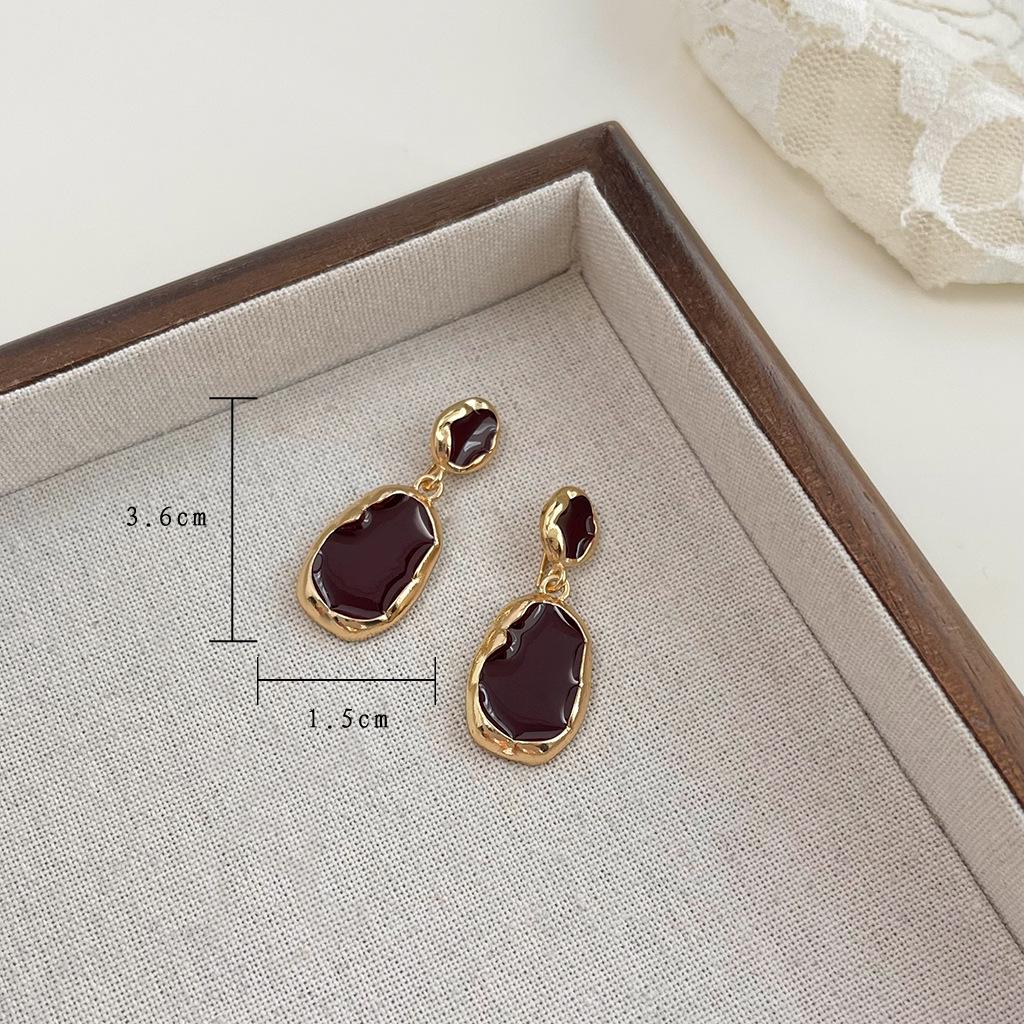 Ancola Red Drop Earrings: Women's Retro Chic, Fair-Skin Enhancing, Luxury Ear Jewelry.