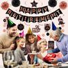 Retirement Party Decorations for Women, Black Rose Gold Happy Retirement Banner, Hanging Swirl ,Dot Garland, Paper Pompoms for Happy Retire Party