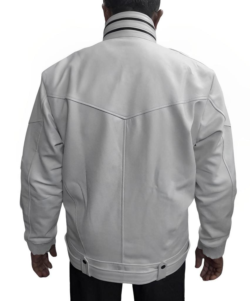 NOORA Men's Real Leather White Jacket ST032