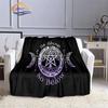 Pentacle & Moon flanellfilt, Skull Witchy Wicca Pagan Black and White Mystical Gothic Solfilt