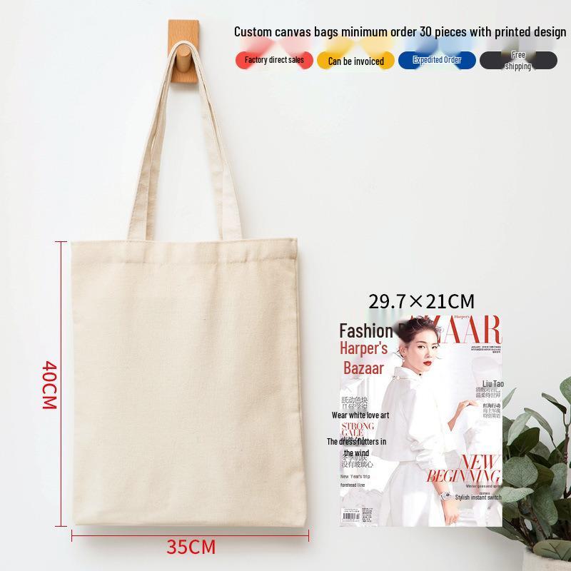 Black Canvas Tote Bag with Logo Print - Eco-friendly for Students