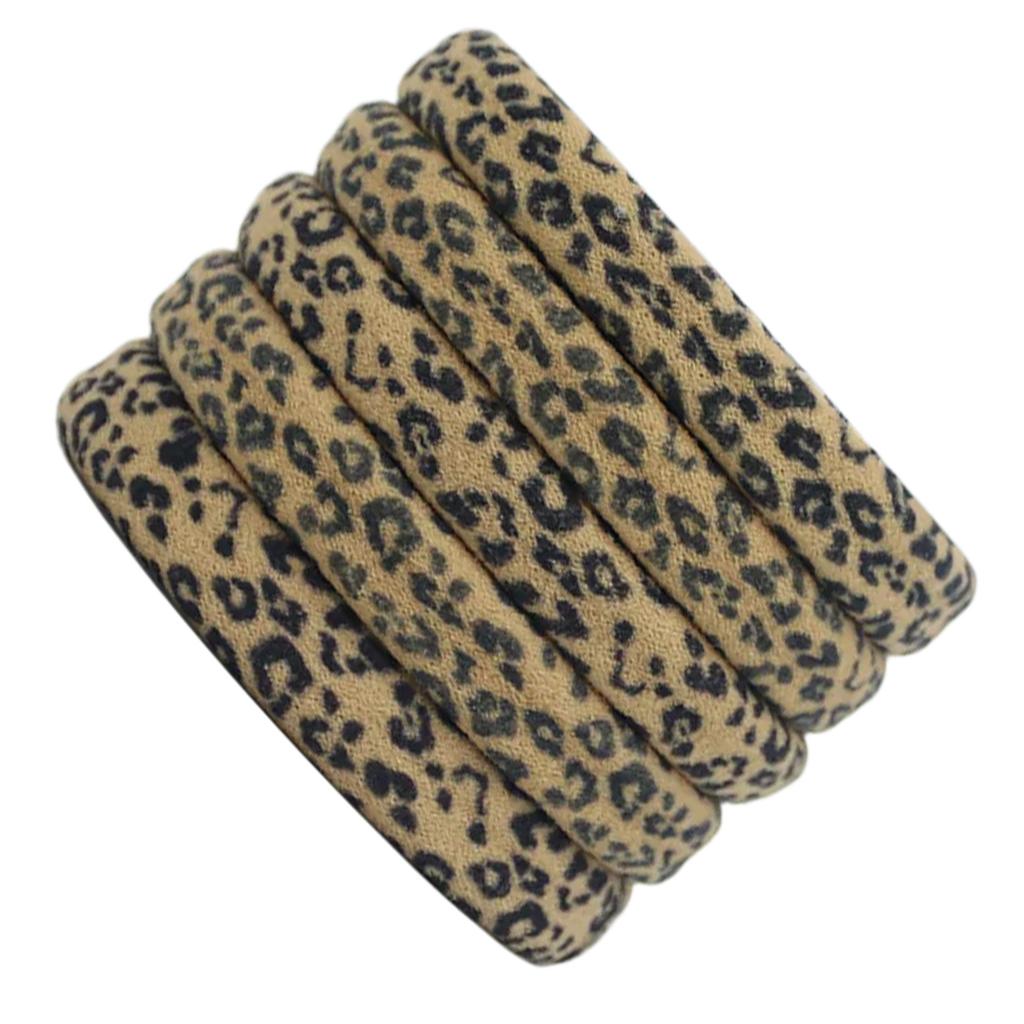 Aesthetic Leopard Print Scrunchies Elastic Hair Rope Set of 5 French Hair Elastic Absorbent Hair Tie for After Bath Use