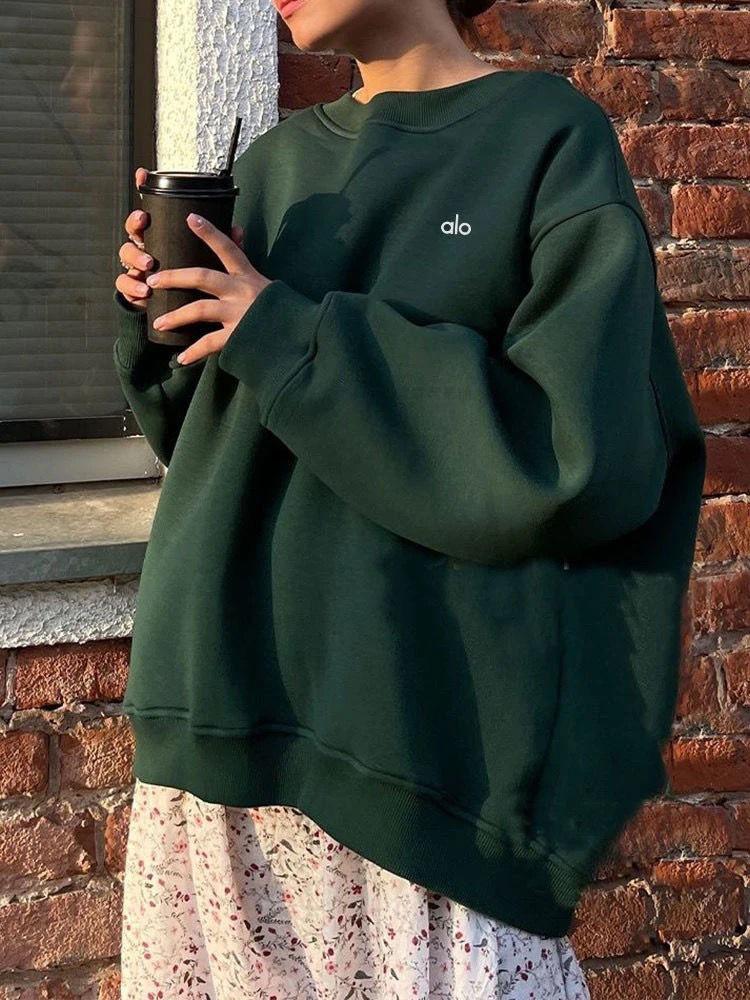 Alo Yoga Autumn/Winter Women's Oversized Solid Color Fleece Pullover Hoodie