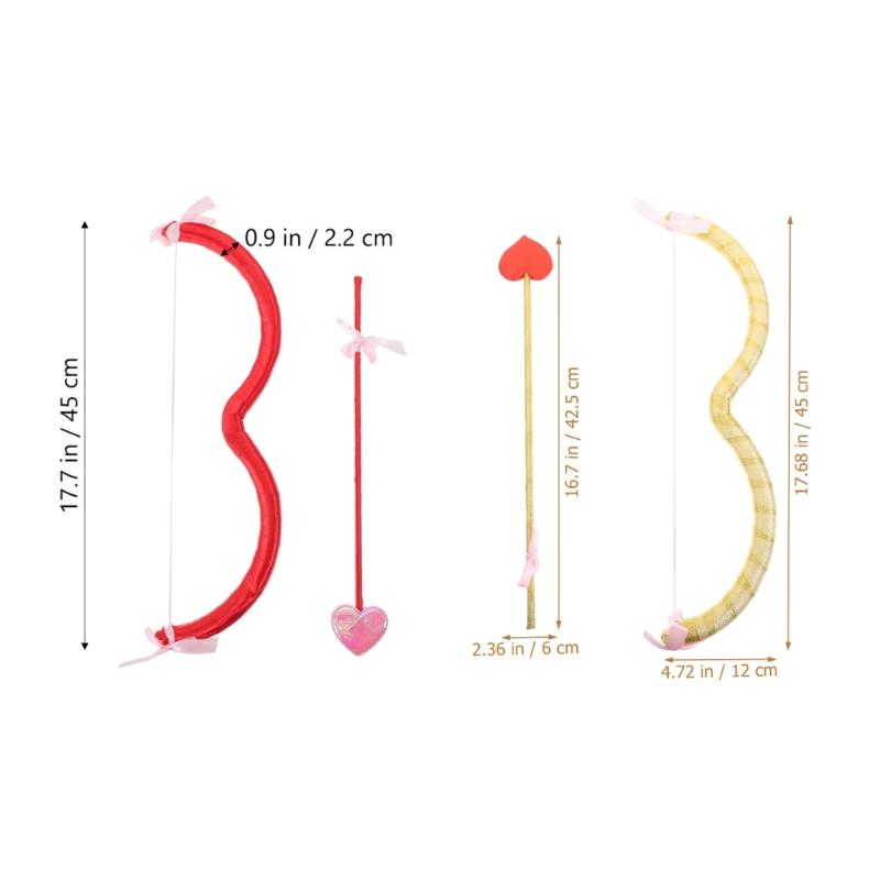 Valentine's Day Outfit Cupid-Bow-and-Arrow Set Cupid-Costume Accessory Prop for Christmas Halloween Birthday Party Props