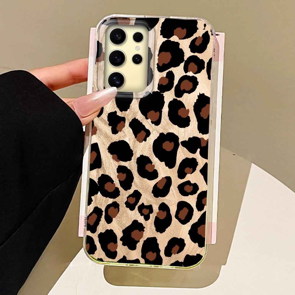 Vintage Black Leopard Feather Texture Women Girls Phone Case for Samsung Galaxy S25 Edge S24 S23 S22 S21 S20 FE Plus Ultra Cover