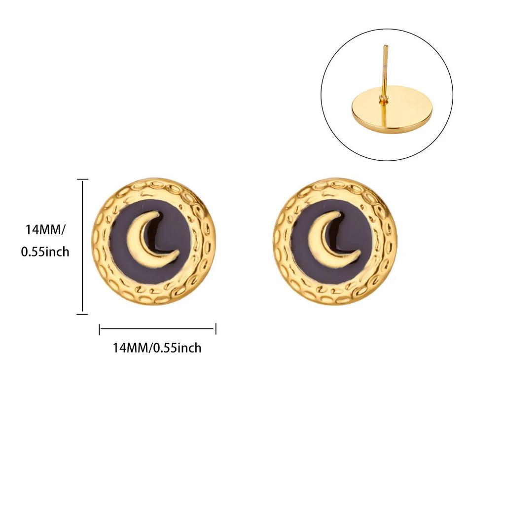 Titanium Steel Oil Dripping Color Round Stud Earrings, Earrings, Light Luxury High-end Tiger's Eye Stone Fashion Earrings, Jewelry
