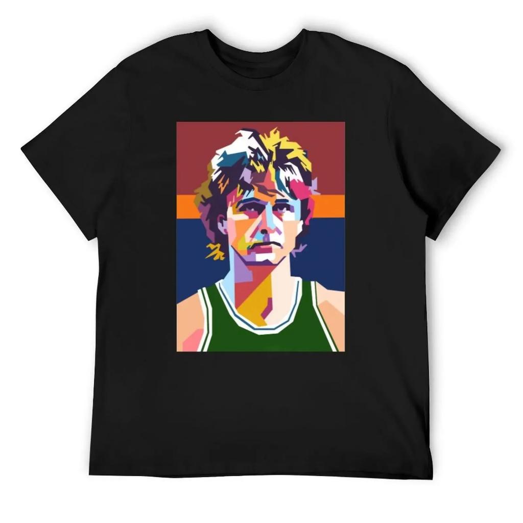 Larry Bird Larry Bird buntes Pop-Art T-Shirt Fußball-T-Shirt Streetwear individuelles T-Shirt eng anliegende T-Shirts für Herren