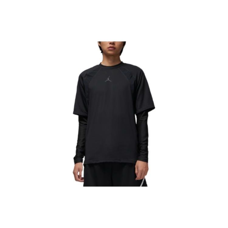 Jordan Solid Logo Print Crew Neck Pullover Breathable Quick-Dry Long Sleeve Fitness Shirt Men tops Black DV1285-010