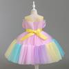 Girls Colourful Patchwork Princess Dresses Sleeveless Colour Patchwork Bowknot Dress Walking Piano Performance Dress 363  Girl's Favourite Dress