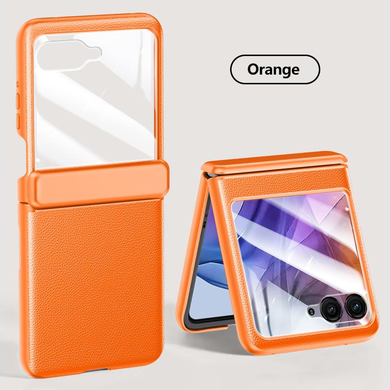 Feel Skin Leather Hinge Shockproof Cover for Motorola Razr 50 50Ultra Case Ani-Knock Protective Full Protection Film Case Cover