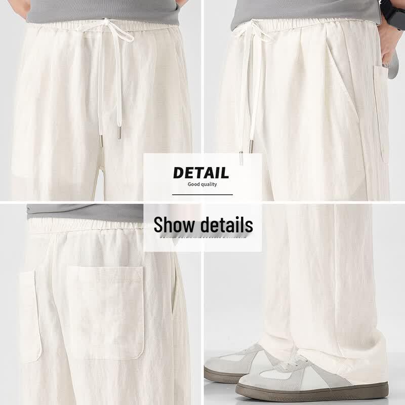 Baleno Men's S&K Lightweight Tencel Lyocell Linen Blend Straight Casual Pants