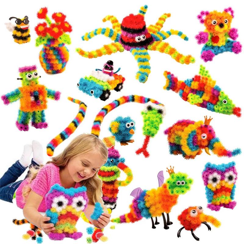 Kids DIY Magic Puffer Ball Creative Construction Toys Puzzle Sticky Thorn Ball Cluster 3D Model Assembling Building Blocks Gift