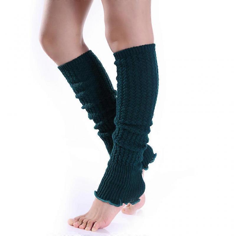 Women Winter Warm Over Knee Length Knitted Long Leg Warmers Legging Red