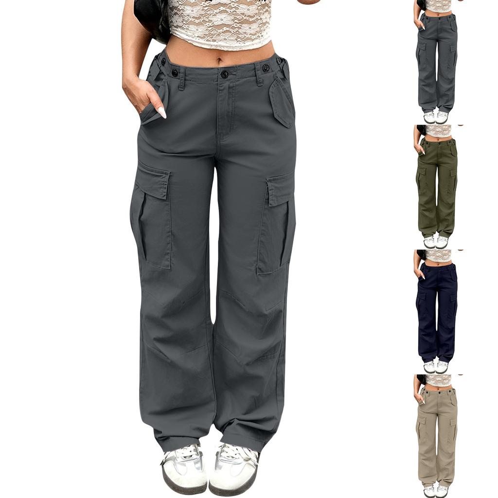 Women's Solid Color High Waist Slim Fit Loose Sports Casual Workwear Trousers