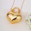 Metallic Heart Shaped Mini Crossbody Bag Glossy Finish Detachable Chain Strap Perfect For Party Wedding Date Night Events