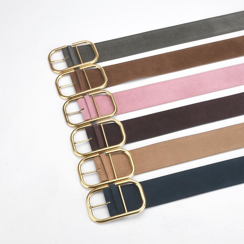 Retro Matte Waist Seal Women'S Simple Suede Leather Belt With Dress High-End Decorative Belt