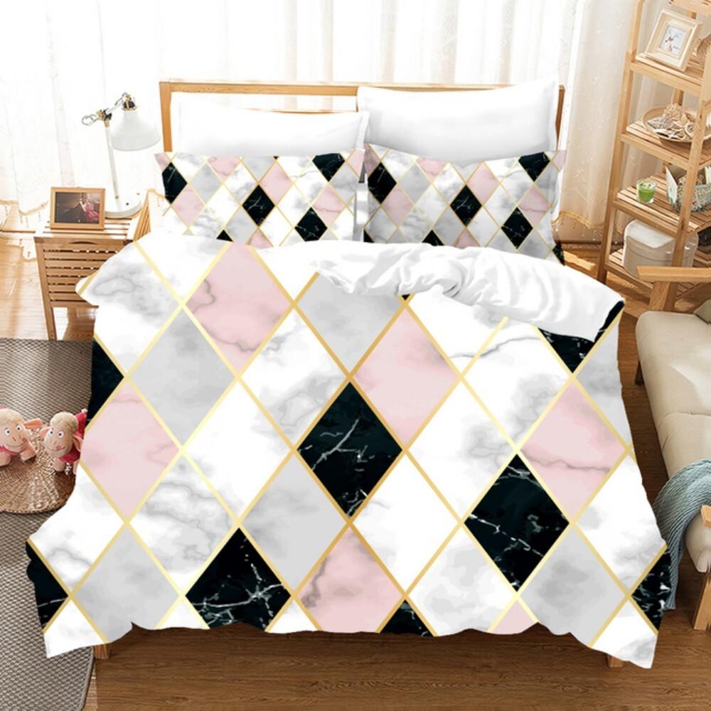 Luxury 3D Black Marble Bedding Sets Simplicity Gilding Bed Linen Women Girls Single Double Twin Queen King Size Duvet Cover Sets