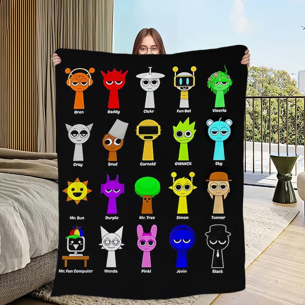 

Sprunki Incredibox Игровой Плед Приятный к коже комфорт теплый мягкий плюшевый плед подходит диван гостиная офис спальня 75x90cm