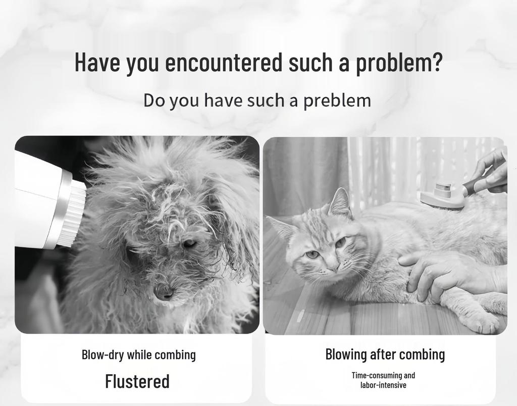 Pet Grooming Blower with Comb for Fluffing, Styling, and Easy Hair Removal