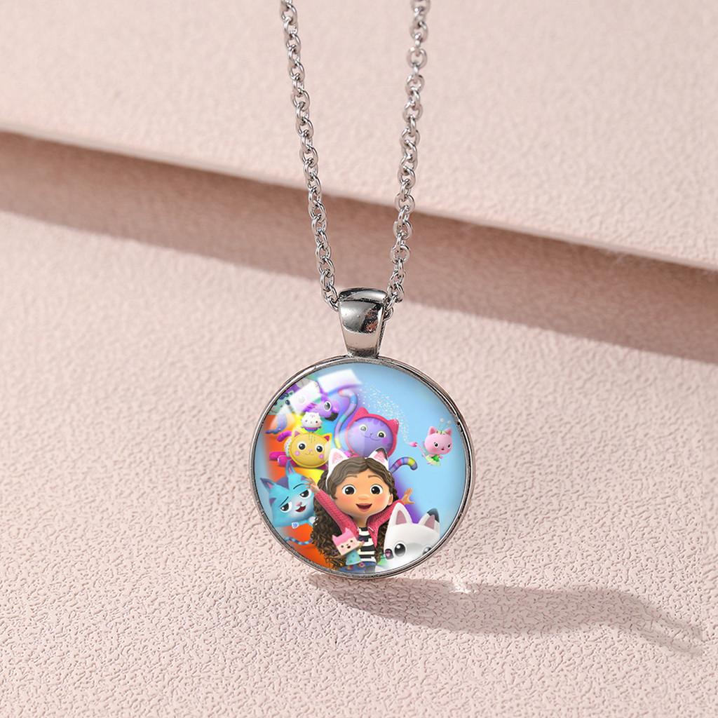 Gabby's Dollhouse Geometric Alloy Necklace With Colorful Gemstone Pendant For All Styles