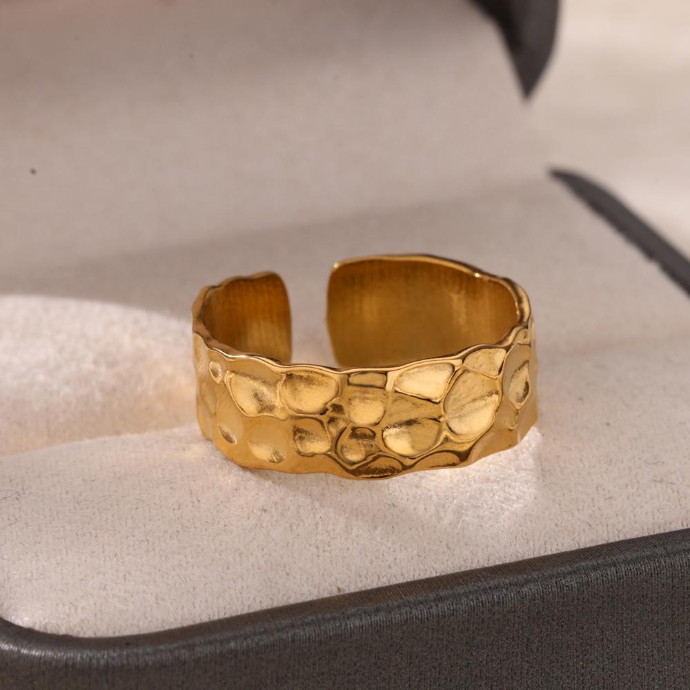New Trend Stainless Steel Geometric Texture Wide Rings For Women Men Irregular Gold Color Wedding Ring Female Punk Jewelry Gift