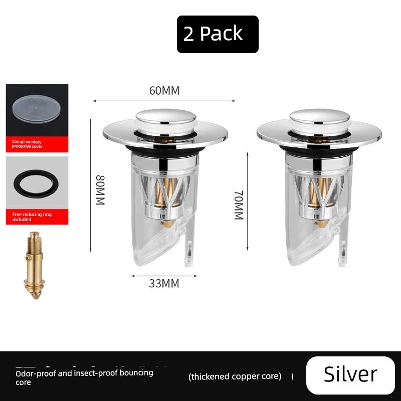 Press-Type Anti-Odor Drain Stopper for Washbasin, Universal Bounce Core Drain Filter for Washbasin