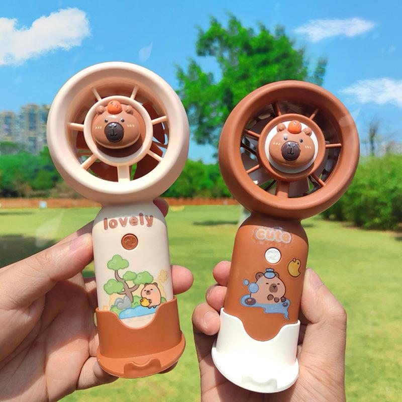 Portable Mini Pocket Cooling Fan  Handheld Fan Cartoon Cute Capybara Small Fan Outdoor Usb Charging Small Fan Gifts