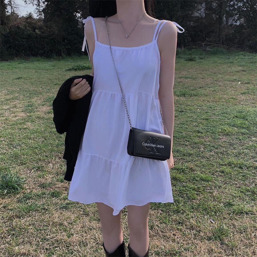 Elegantes Camisole-Kleid im französischen Stil mit Schnürung in Übergröße - Schwarzer kurzer Rock