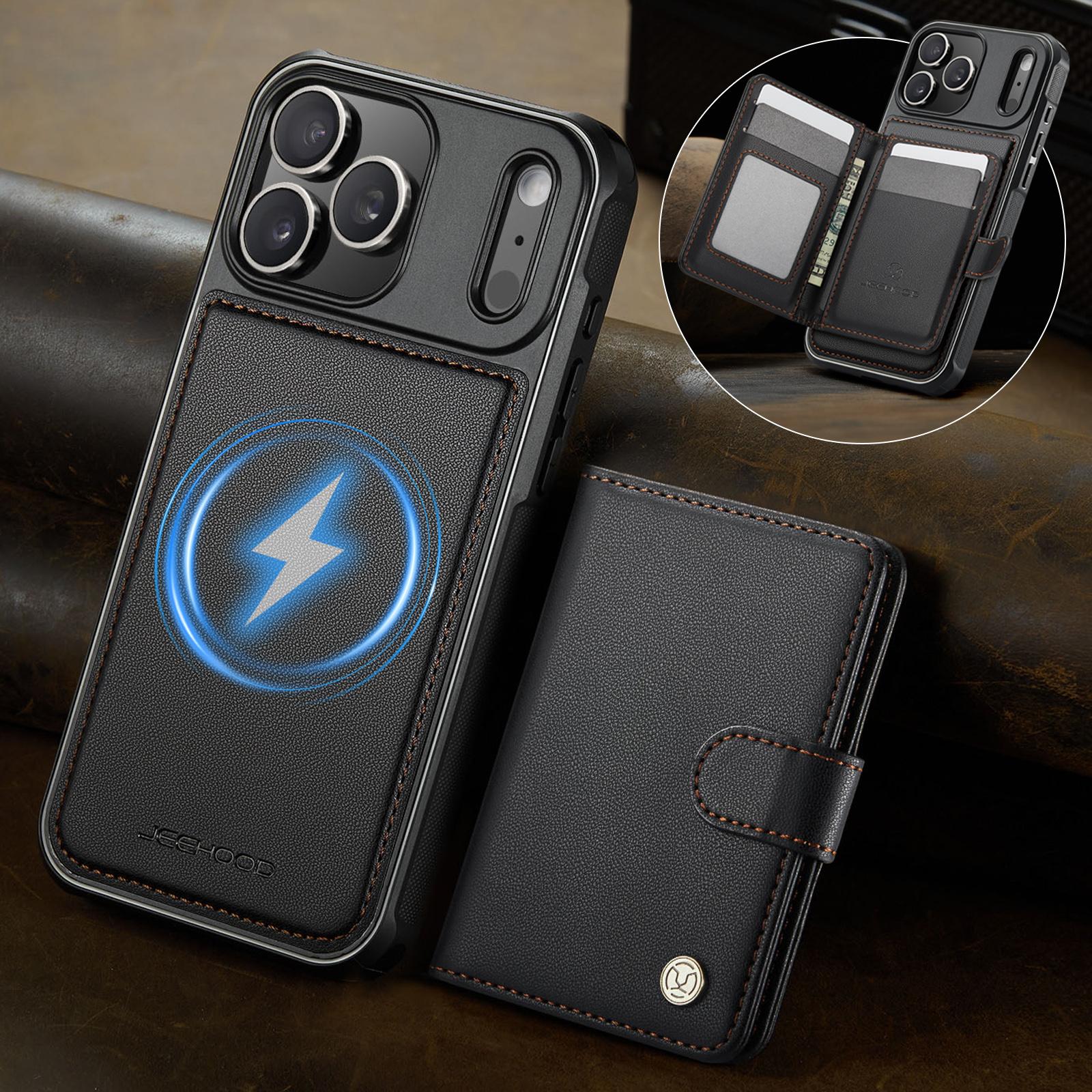 

Leather Case for iPhone 17 Pro Max Air 16e 16 Plus 15 14 13 12 11Pro XR XS Max Detachable Card Slot Wallet Holder Magnetic Shell iPhone X чёрный