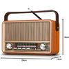 Radio Retro AM/FM/SW Małe, Radio Walizkowe z Baterią 1800 mAh lub Zasilaniem AC, Radio Kuchenne Radio Nostalgiczne z Bluetooth, Obsługuje USB/TF/AUX