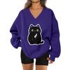 Women's V-neck Dropped Shoulder Halloween Print Sports Sweatshirt Top