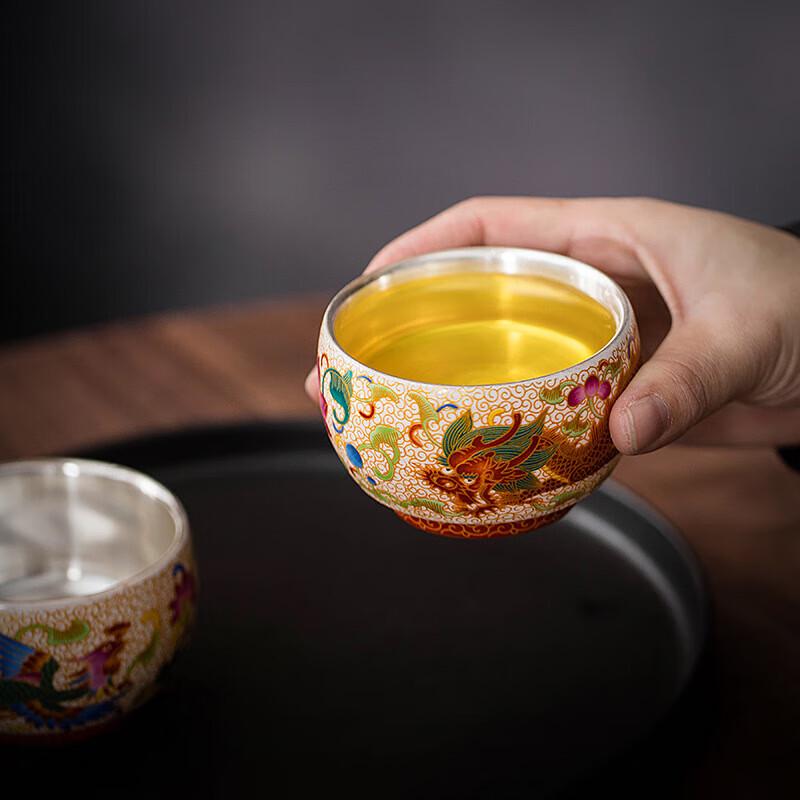 Ceramic Phoenix Teacup with Gold & Silver Details