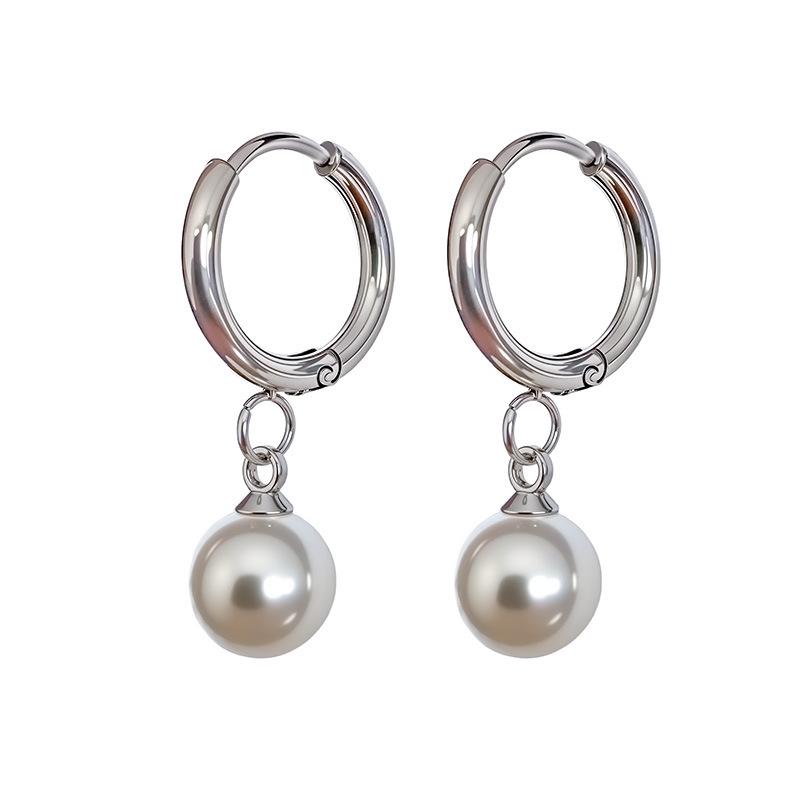 Orecchini Perla in Titanio: Orecchini a clip da donna alla moda in stile coreano con un design unico.