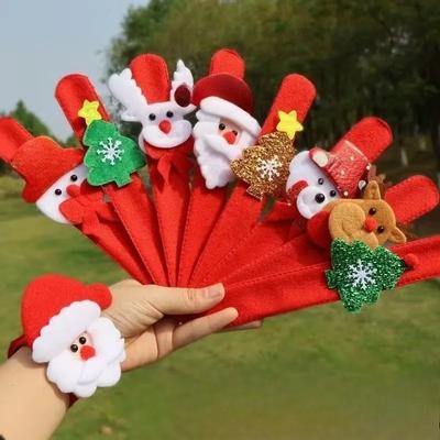 12-96PCS Christmas Cartoon Slap Bracelet Cute Party Toy Wristband Gift for Kids Girls Boys Holiday Decoration Accessories