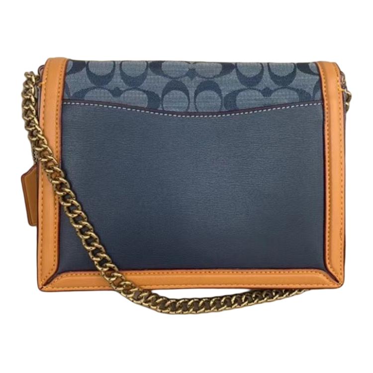 New COACH Hutton Fabric Messenger Bag Shoulder Bag Women's Blue & Orange CJ389-B4RA3