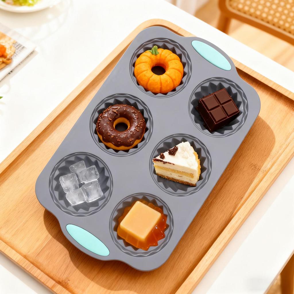 Reusable Silicone Ice Mold 6-Cavity Holiday Craft Supplies Silicone Wreath Cocktail Ice Molds For Freezer Chocolate Cake Food